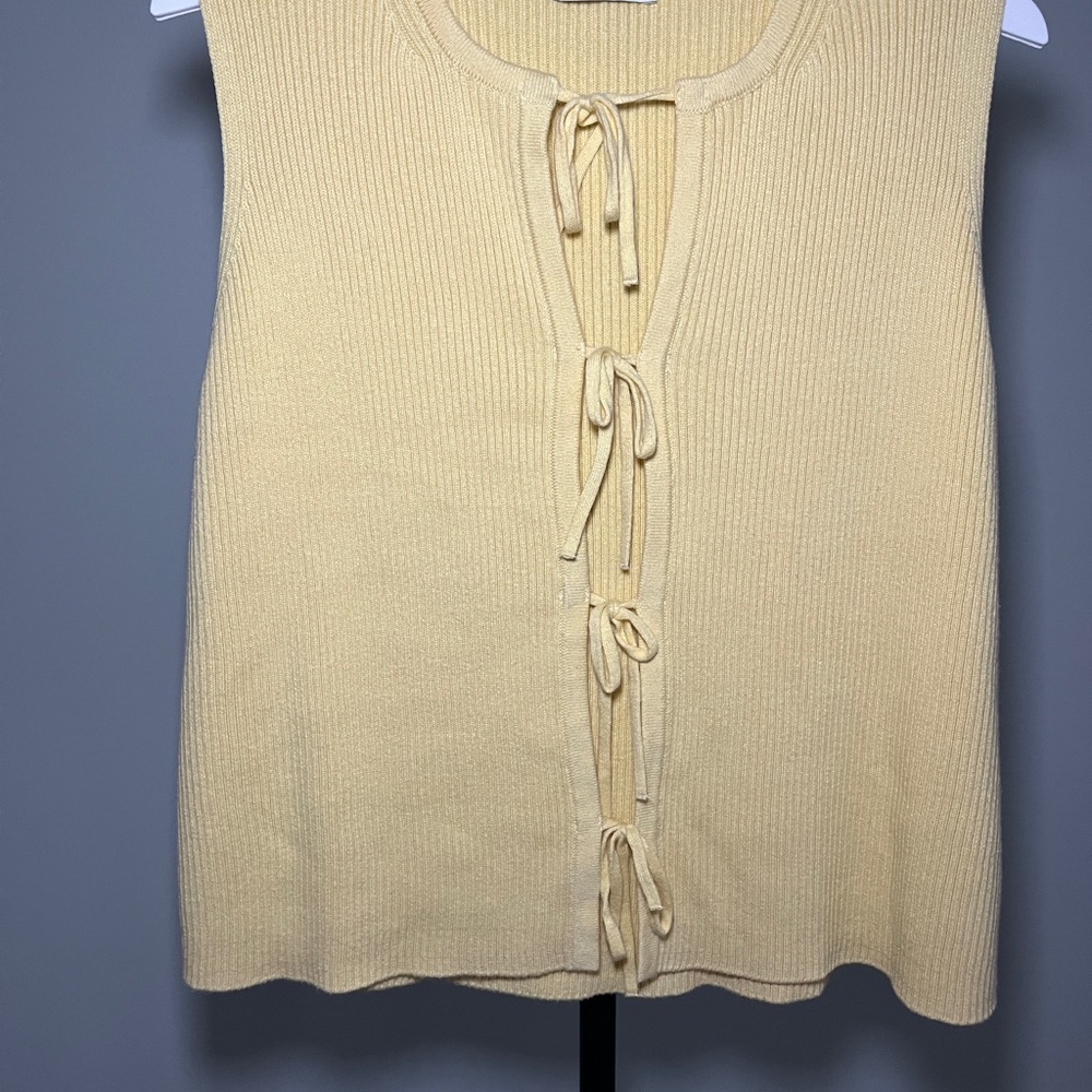 Abercrombie & Fitch Yellow Knit Top with Tie Front
